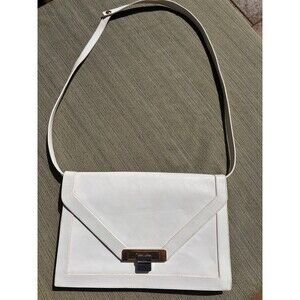 Lou Taylor White Leather Envelope Convertible Clutch Shoulder Bag